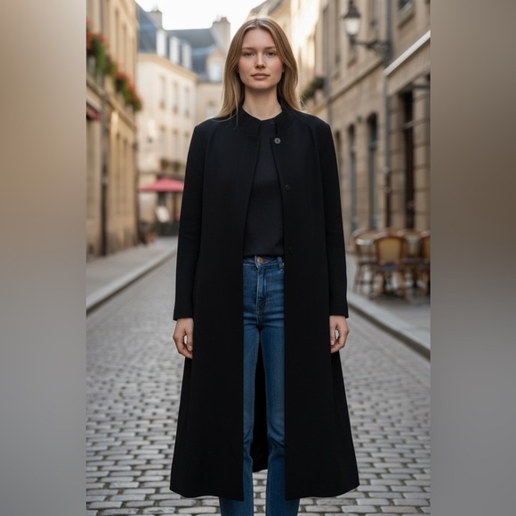 Hilary Radley Classic Black Long Trench Coat - Picture 3 of 11